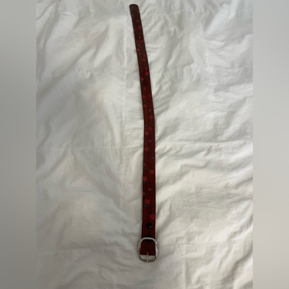 Tooled Leather Belt with Roses